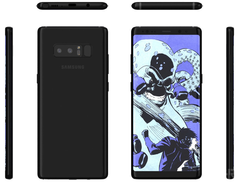 Samsung Galaxy Note 8發布日將近，現在流出手機渲染圖搶先看。   圖：翻攝自BGR