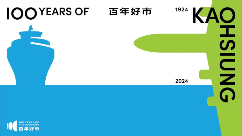 百年好市活動主視覺以「海空雙港」為設計概念。   圖：高雄市文化局/提供