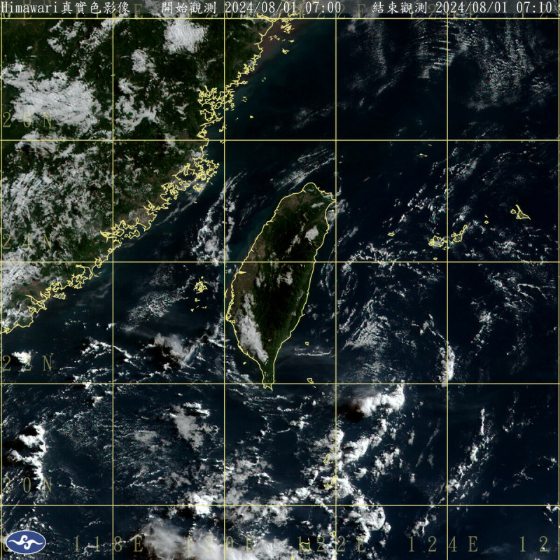 今天全台各地大多是晴到多雲的好天氣，高溫大約在攝氏32到35度，戶外活動請注意防曬並多補充水分。   圖：中央氣象署／提供