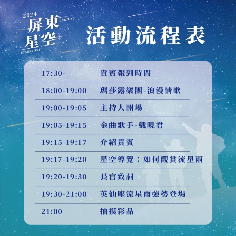 活動流程表。   圖：翻攝自屏東go好玩 屏東縣政府交通旅遊處 臉書