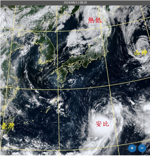 前中央氣象局長鄭明典也在今日於臉書表示，第7號颱風安比對流爆發中，還有增強潛勢，對台灣天氣則沒有直接影響。   圖：翻攝自鄭明典臉書