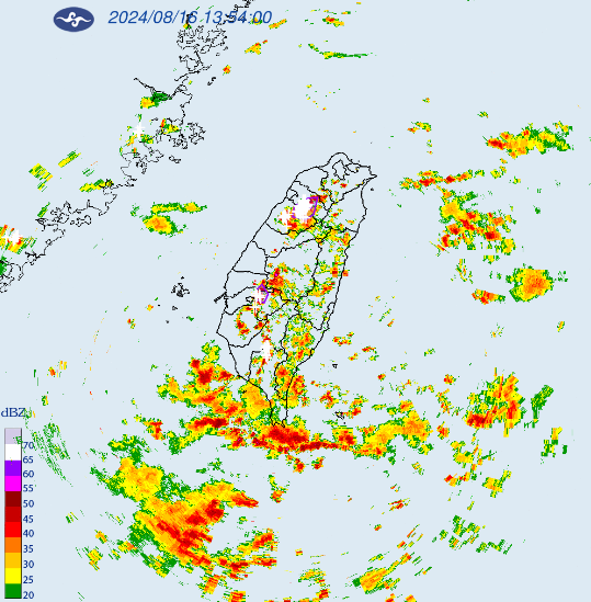 今(16)日新竹縣及苗栗縣山區有局部大雨或豪雨，氣象署並對新竹發布災防告警。   圖：翻攝自中央氣象署官網