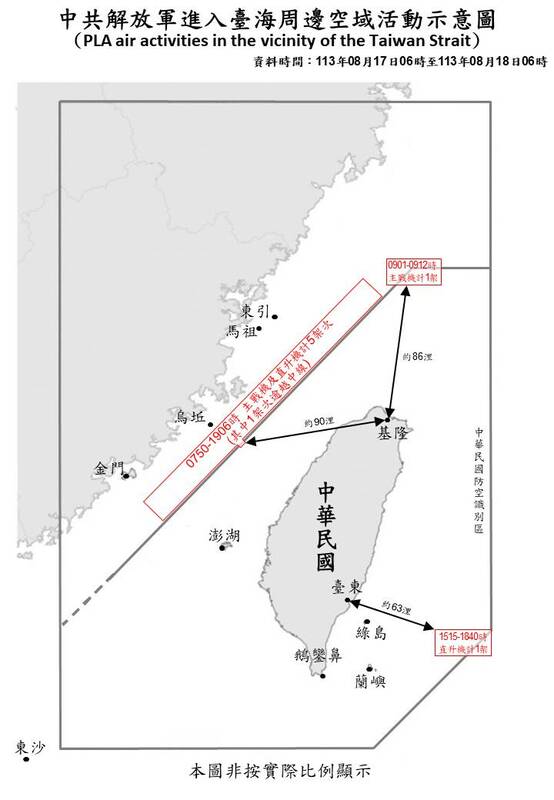 7共機.15共艦擾台，國軍運用任務機、艦及岸置飛彈系統嚴密監控與應處。   圖/國防部提供