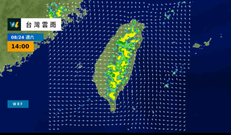 天氣風險公司表示，本週末大台北盆地及西部內陸地區更熱，而午後局部山區可能有短暫陣雨或雷雨，影響恐擴大至大台北盆地。   圖：翻攝自天氣風險 粉絲專頁