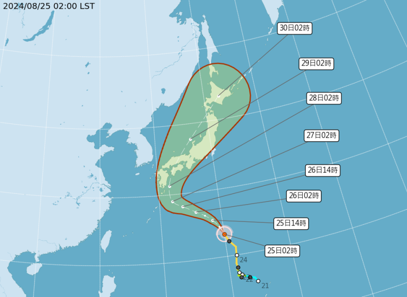 珊珊颱風最新路徑潛勢預報圖   圖/氣象署