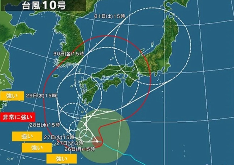 珊珊颱風恐在日本降下歷史性大雨。   圖：翻攝日本氣象協會