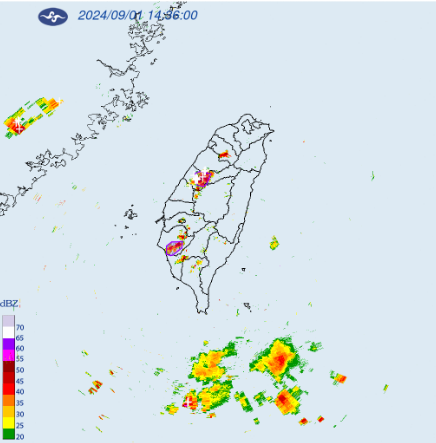 氣象局今發布中南部大雨警報，特別提醒台中山區暴雨可能引發溪水暴漲，請民眾避開溪流地帶。   圖：翻攝自氣象署網站