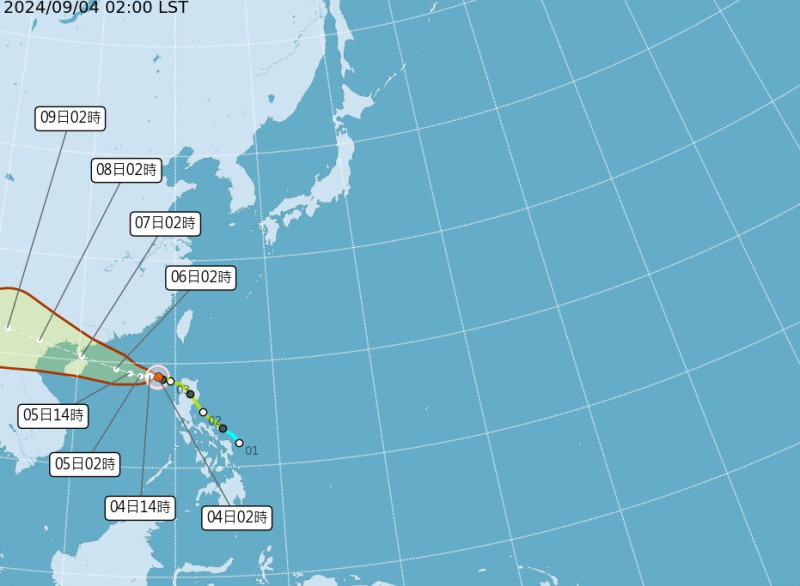 輕度颱風摩羯未來將朝雷州半島及海南島方向前進，對台灣沒有直接影響。   圖：氣象署提供