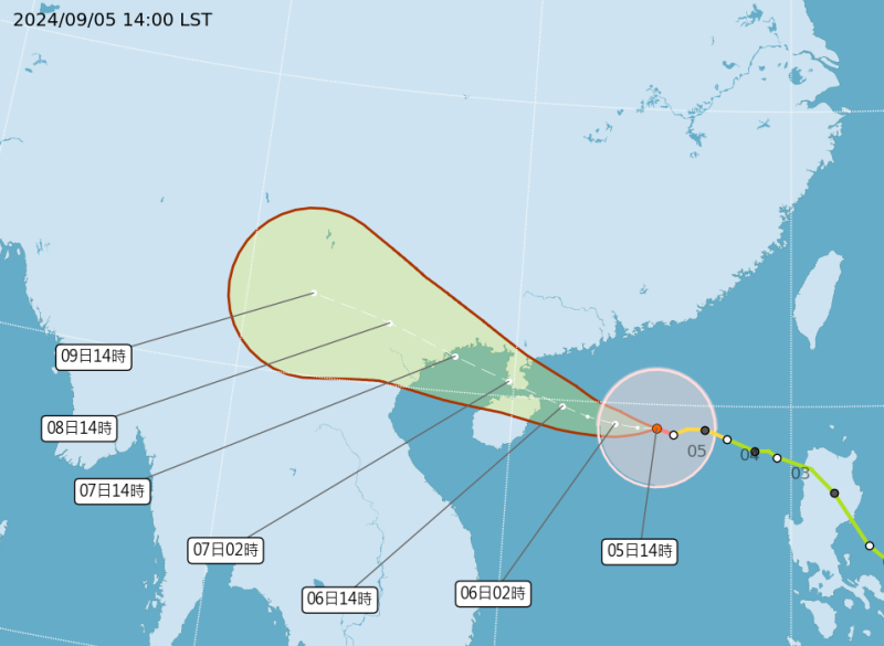 強烈颱風摩羯將直撲香港及澳門。   圖：翻攝自中央氣象署官網