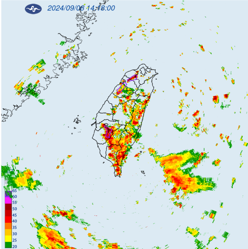 中央氣象署針對6縣市發布大雷雨即時消息，持續時間將至15時30分止。   圖：翻攝自中央氣署官網