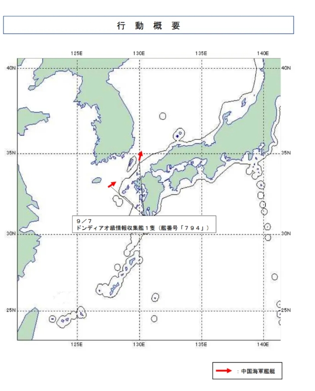 解放軍艦艇編隊先後通過對馬海峽進入日本海活動。   圖 : 翻攝自日本統合幕僚監