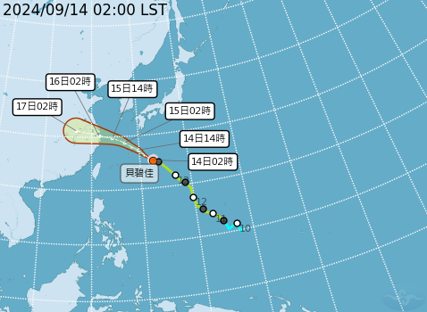 貝碧佳颱風週日當天最接近台灣，各地仍須注意短暫陣雨。   圖片來源/氣象署