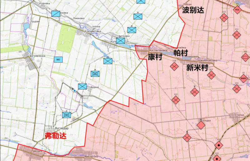 俄軍東部集群全力向 T-0524 公路出擊，終於衝到公路線，使弗勒達的東翼輸血線也喪失作用。