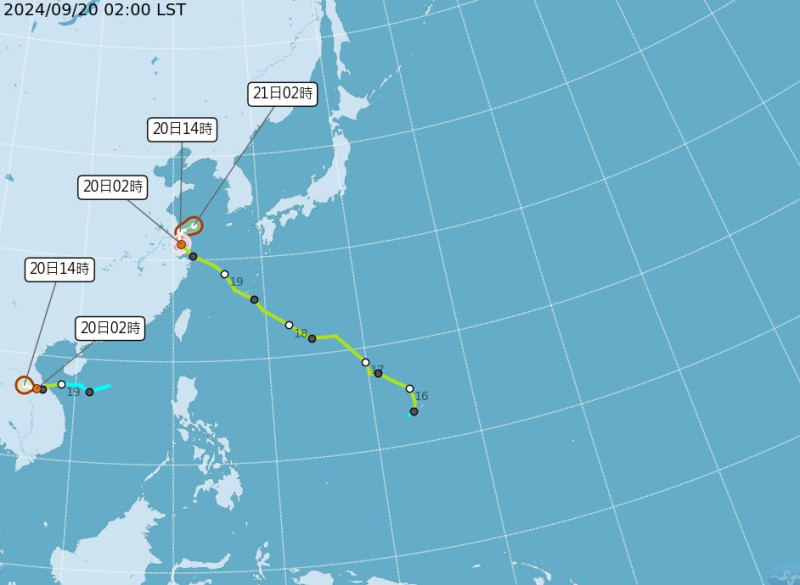 今天開始至下週二、大季風低壓環流逐漸北移、並形成雨帶通過台灣，帶來大雷雨及劇烈天氣威脅。   圖：氣象署提供