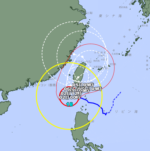 日本氣象廳路徑預估，颱風離開台灣將二度回到台灣，對此，氣象署也做出回應。   圖：翻攝自日本氣象廳官網