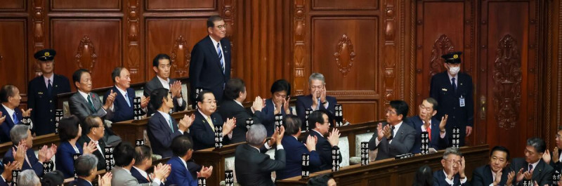 日本自民黨總裁石破茂1日在國會眾參兩院全體會議上被指定為第102任首相。   圖：翻攝日本國首相官邸官網