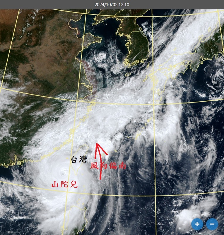 前中央氣象局長鄭明典今(2)日說，颱風位置偏西，共伴雲系無法往地形舉升處接近，因此可以說共伴效應不會發生。   圖：翻攝自鄭明典臉書