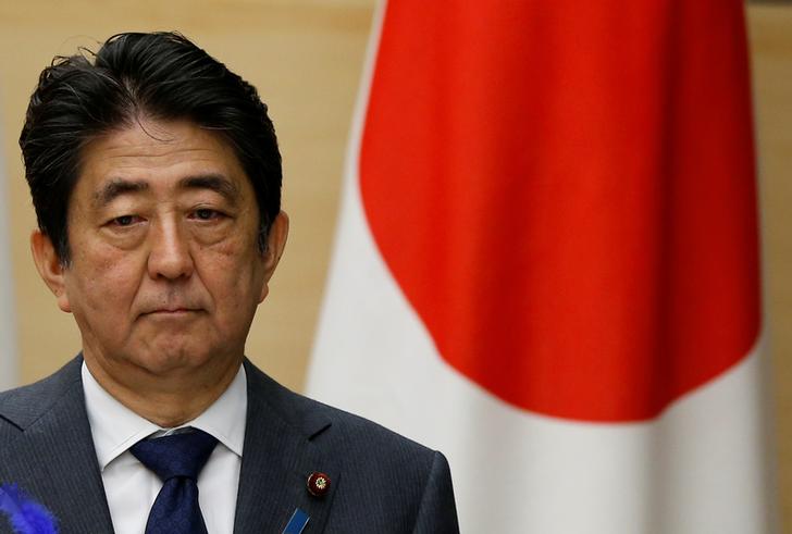 日本首相安倍晉三表示，希望能推動一個沒有核武的世界。   圖：達志影像/路透社