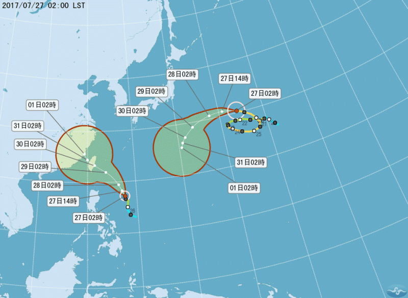 9號尼莎颱台，直撲台灣的機率愈來愈高。   圖：中央氣象局提供