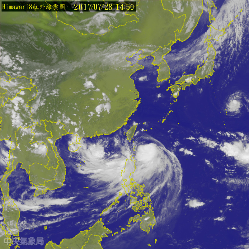 氣象局推估尼莎颱風今日下午有可能發展成中颱，確切時間還在觀察中。   圖：中央氣象局