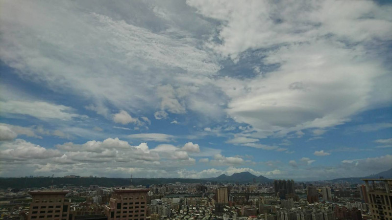 尼莎颱風外圍環流帶來強大陣風，在這種天氣型態下，容易催生出長相類似飛碟的「莢狀高積雲」。   圖：翻攝自鄭明典FB