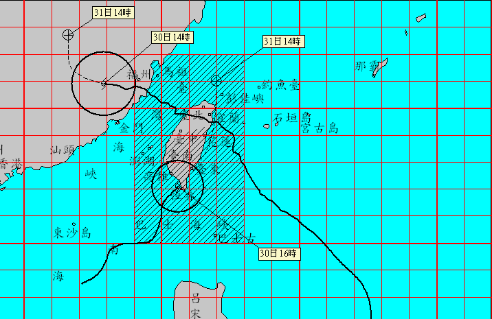 氣象局在16:30記者會時表示，預估海棠颱風最快17:00登陸台灣本島。   圖：中央氣象局