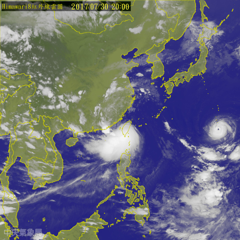 海棠颱風Himawari8紅外線雲圖   圖:翻攝自中央氣象局官網