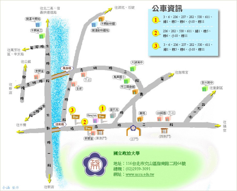 政治大學周邊交通示意圖   圖 : 台灣歷史學會 / 提供
