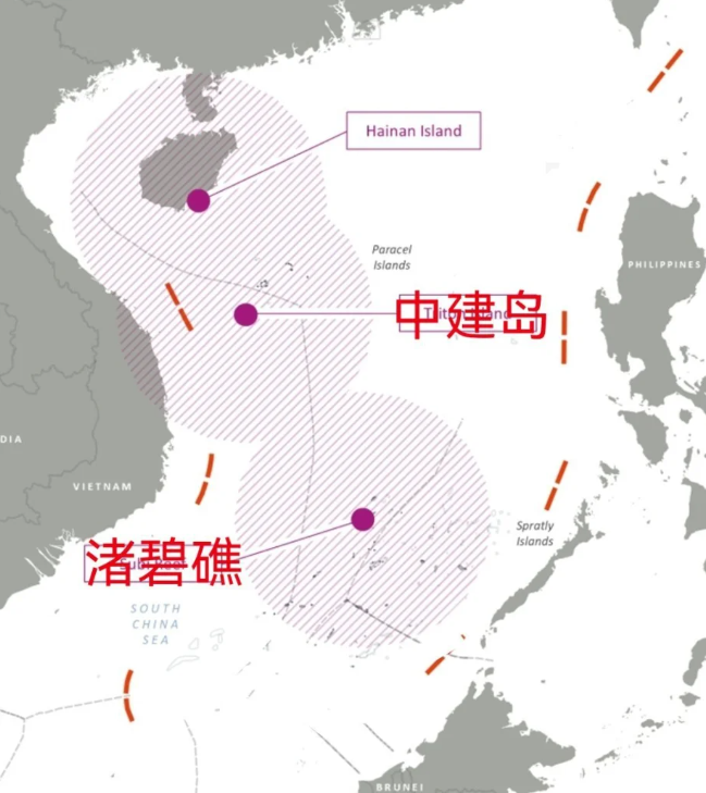 中國反隱形雷達系統大致覆蓋範圍。   圖：翻攝自單手搓核彈