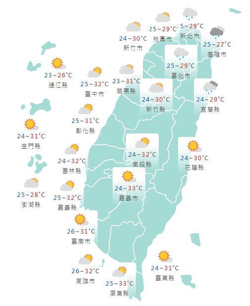 氣象署表示，受東北季風及颱風外圍環流影響，北台灣迎風面地區有可能降下大雨。   圖：氣象署提供