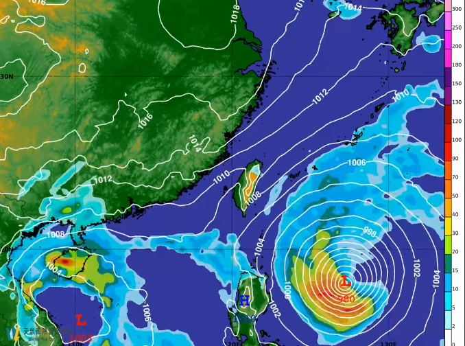 天氣風險公司分析師吳聖宇表示，目前已經有開始加速移動的趨勢，預估今明兩天將持續往台灣東南部海面靠近，並在週四傍晚左右，從台東一帶登陸。   圖：翻攝自天氣風險公司臉書