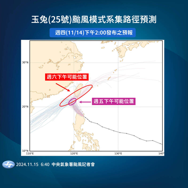 各國對於天兔颱風移動路徑仍有分歧。   圖：氣象署提供