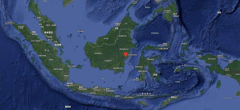 努山塔拉（Nusantara）位置圖。   圖:翻攝自GOOGLE地圖