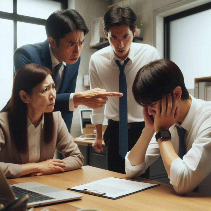 職場霸凌普遍存在，不僅基層員工，管理層、醫療和教育人員也常受害，重症醫師黃軒引述研究指出此現象。（此為霸凌示意）   圖：COPILOT AI生成 /曾郡秋 製