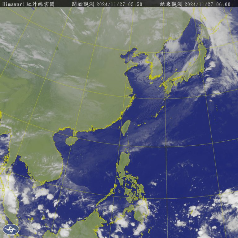 大陸冷氣團影響，感受偏涼，白天各地大多晴朗穩定，僅花東地區有零星降雨機率。   圖：氣象署提供