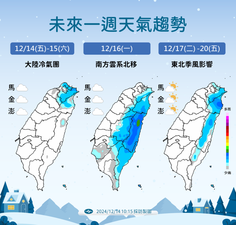 未來一周降雨趨勢。   圖：中央氣象署／提供