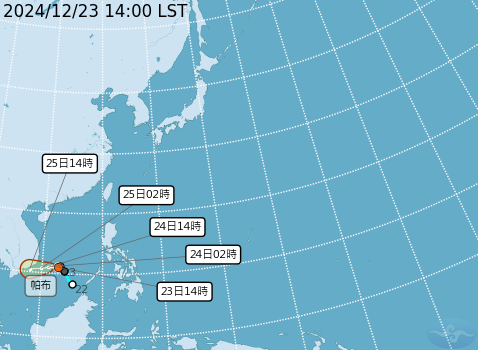 帕布颱風移動路徑。   圖：中央氣象署／提供