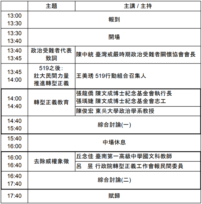  民間轉型正義推動──北區共識營流程圖 圖：519行動組合提供 