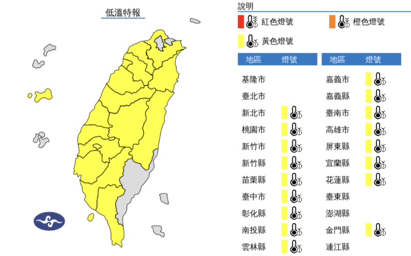 全台凍番薯!氣象署發低溫特報 17縣市恐10度以下