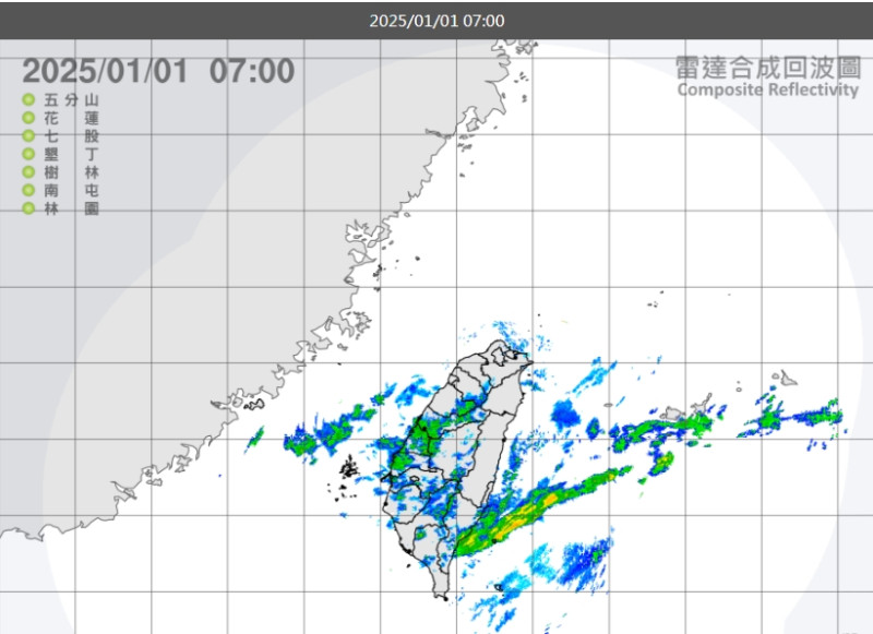 元旦各地雲量偏多，降雨機率會逐漸提高，西半部山區有局部短暫雨，其他各地及澎湖也有零星短暫雨。   圖/中央氣象署