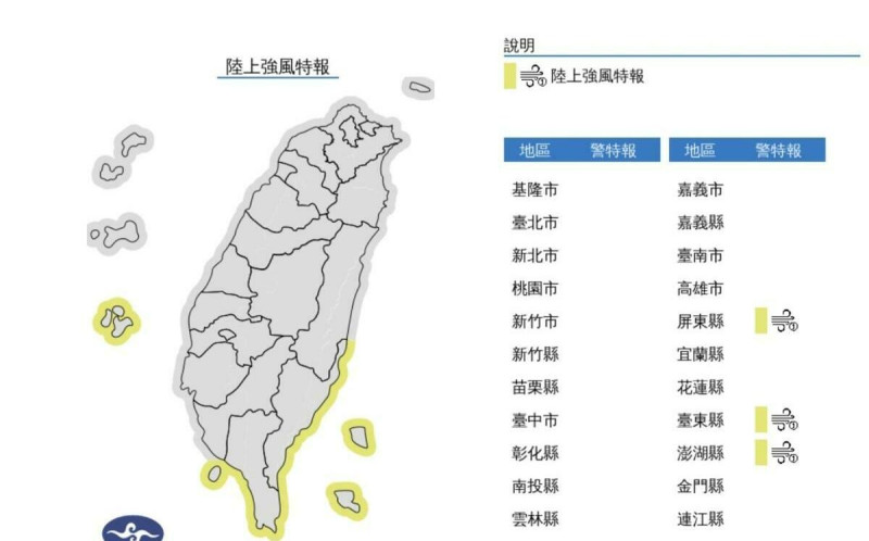 陸上強風特報！氣象署：4地區留意10級強陣風