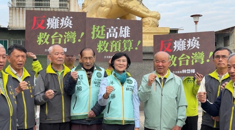 林岱樺(右四)與張省吾(左四)宣傳「反癱瘓、救台灣！」   圖：林岱樺服務團隊提供