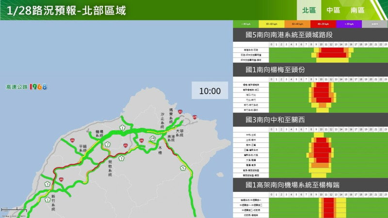 北區南向塞車路段。   圖：高公局／提供