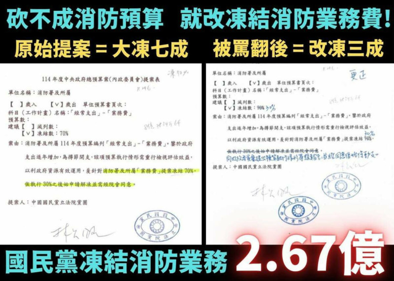 民進黨立院黨團幹事長吳思瑤以立院公文書，指控藍白聯手刪凍消防救災預算，「事實俱在」！   圖：翻攝「臉書」吳思瑤粉絲專頁