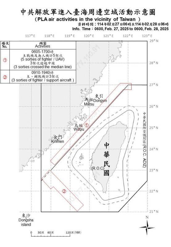 國防部公布即時軍事動態，中共17機艦船持續在台海周邊活動。   圖/國防部