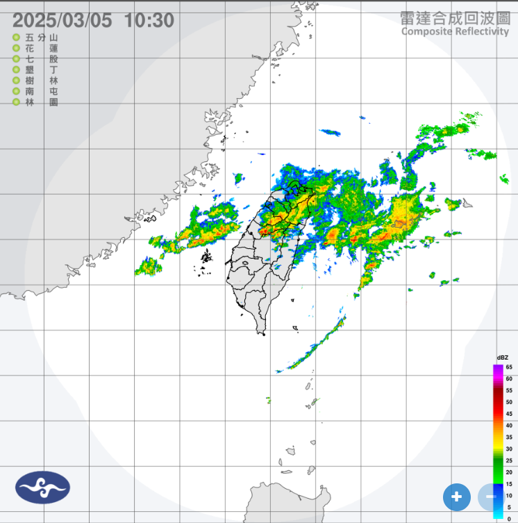 華南雲雨區東移。   圖：翻攝自中央氣象署官網