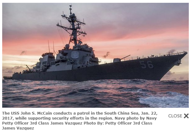 美軍太平洋司令部發消息，指馬侃號在2017年1月22日在南海進行巡邏，如今在新加坡傳出撞船事故。   圖：翻攝美軍太平洋司令部官網
