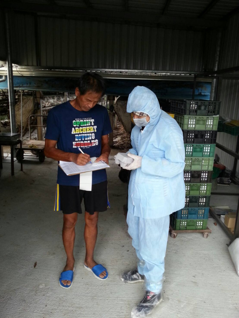 防止芬普尼毒雞蛋蔓延，屏東縣衛生局人員到蛋場進行抽樣檢測。   圖 : 屏東縣政府/提供