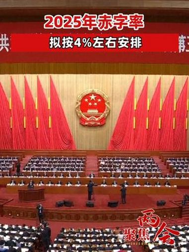 中國政府今年赤字率設定為 4%，突破 3% 的傳統限制，並創歷史新高。 圖:翻攝自百度