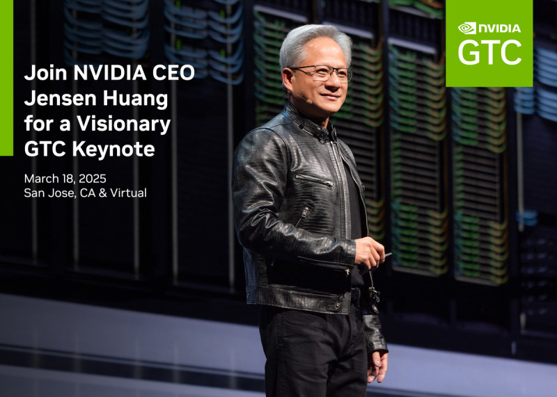 NVIDIA 執行長黃仁勳與產業先進即將在 GTC 2025 揭曉人工智慧的未來。   圖: NVIDIA/提供